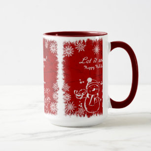Red And White Chalk Snowman-Let It Snow Mug