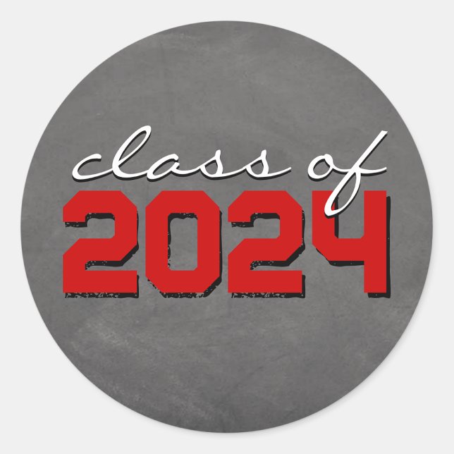 Red and White Chalkboard Graduation Stickers (Matching Envelopes, Return Address Labels & Envelope Seals)