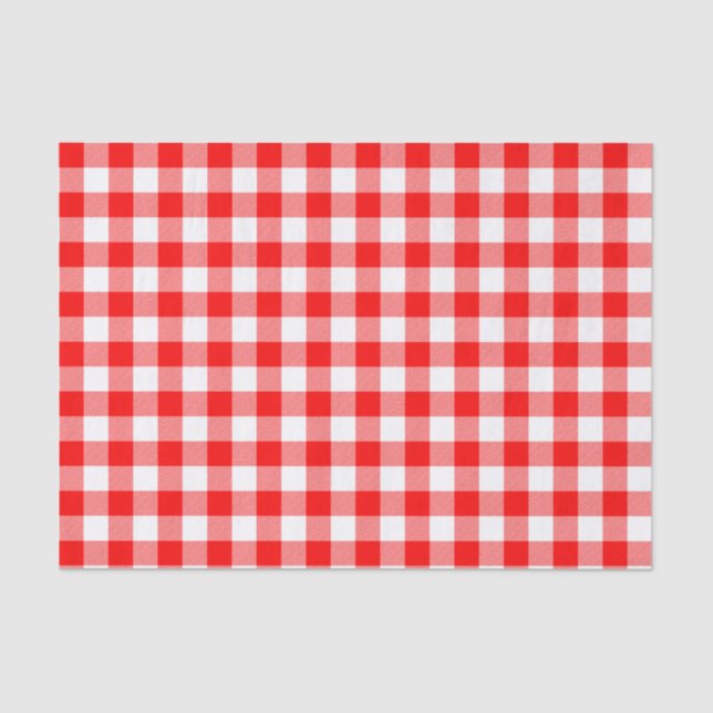Red and White Check Plaid Tissue Paper (Front)