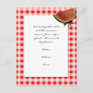 Red and White Checked and  Ant with Watermelon Invitation