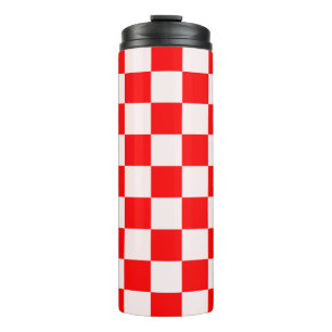 Red and White Checkered Pattern Thermal Tumbler