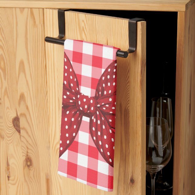 Red and White Checks Tea Towel (Thirds Fold)