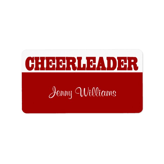 Red and White Cheerleader Name Stickers (Front)
