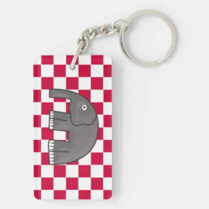 Red and White Chequered Animal Design Key Ring