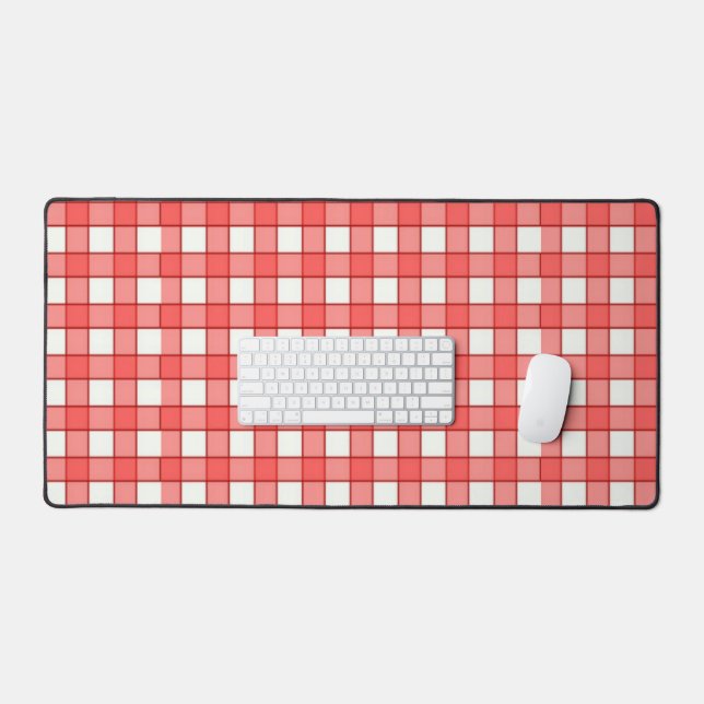 Red and white chequered blocks desk mat (Keyboard & Mouse)