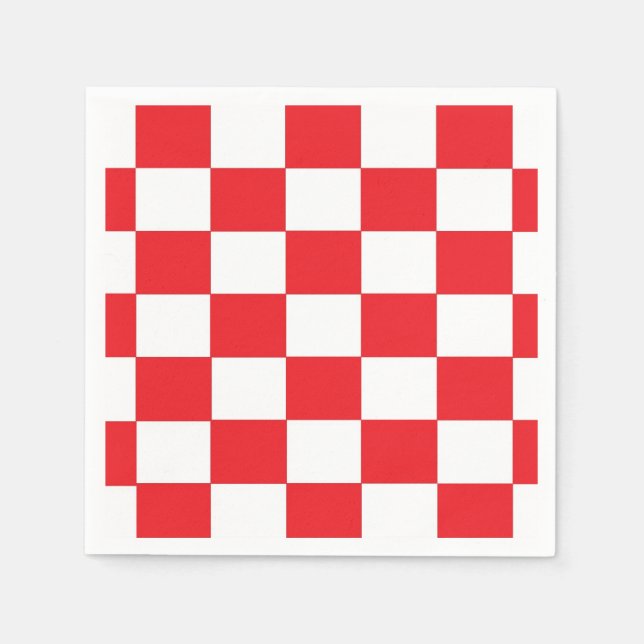 Red and White Chequered Paper Napkins (Front)
