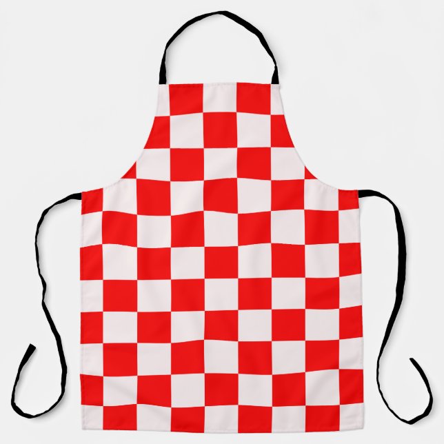 Red and White Chequered Pattern  Apron (Front)