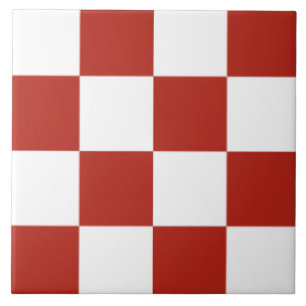 Red and White chequered pattern Ceramic Tile