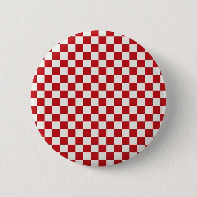 Red and White Chequered Pattern Country BBQ Colour 6 Cm Round Badge (Front)