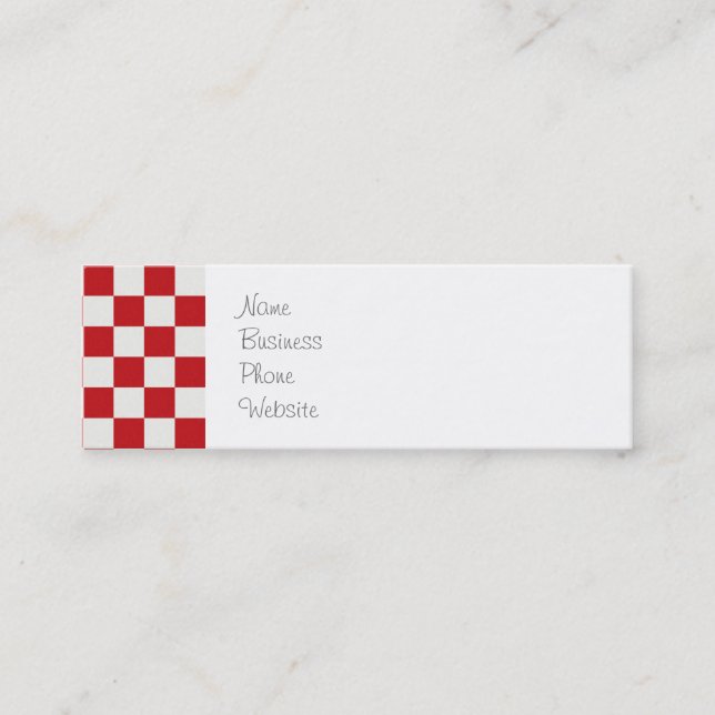 Red and White Chequered Pattern Country BBQ Colour Mini Business Card (Front)