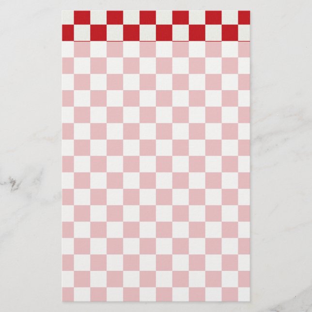 Red and White Chequered Pattern Country BBQ Colour Stationery (Front)