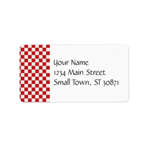 Red and White Chequered Pattern Country BBQ Label