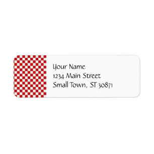 Red and White Chequered Pattern Country BBQ Return Address Label