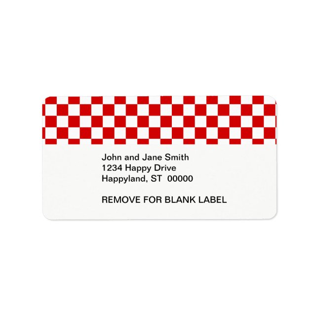 Red and White Chequered Pattern Label (Front)
