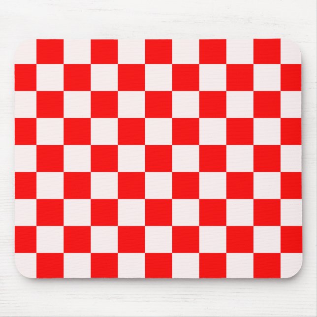 Red and White Chequered Pattern  Mouse Pad (Front)