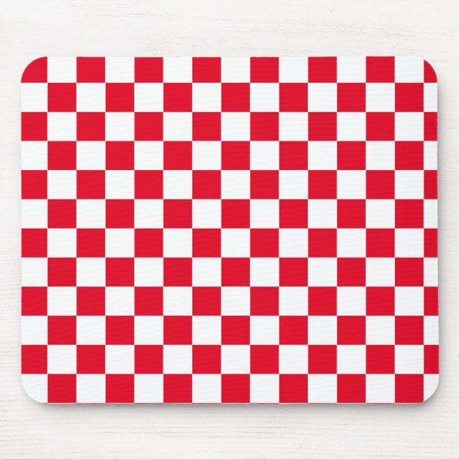 Red and White chequered pattern Mouse Pad (Front)