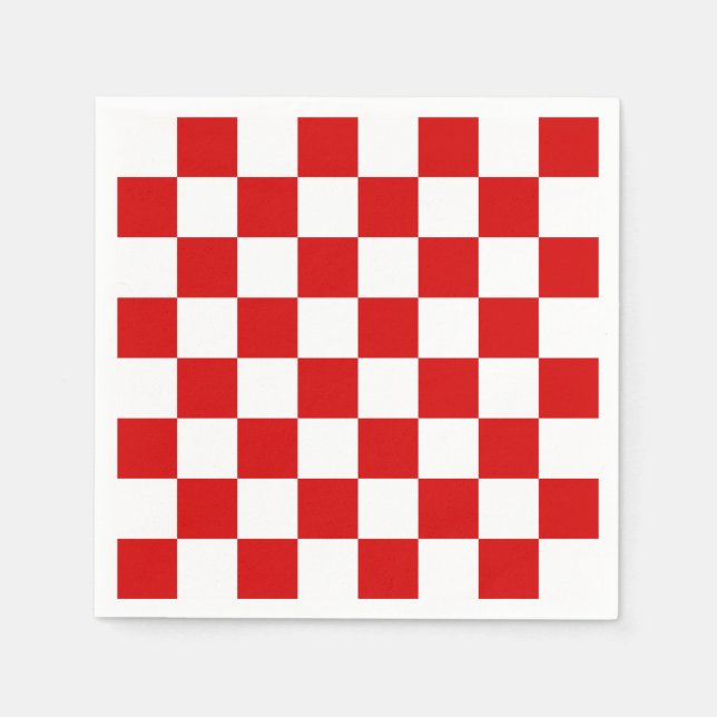 Red and White Chequered Pattern Napkin (Front)