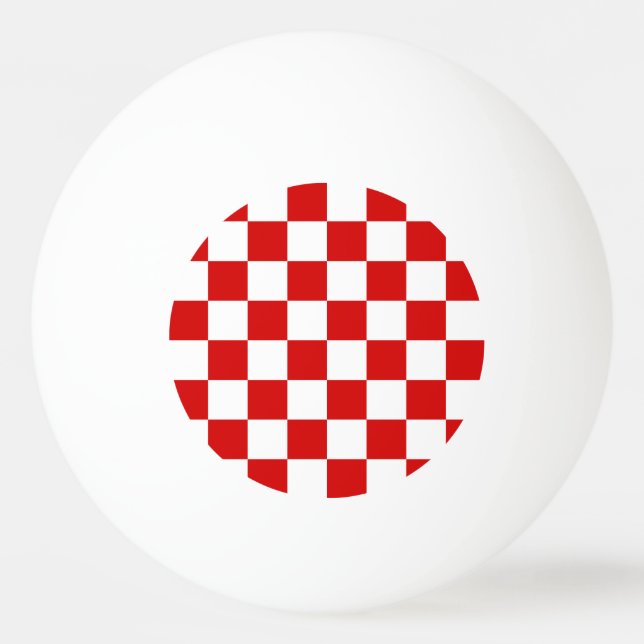 Red and White Chequered Pattern Ping Pong Ball (Front)