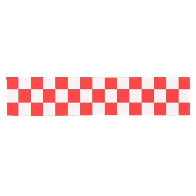 Red and White Chequered Pattern  Short Table Runner (Horizontal)