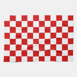 Red and White Chequered Pattern Tea Towel