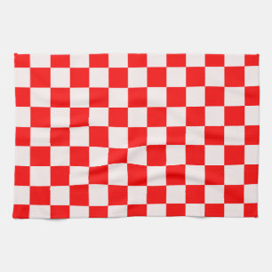 Red and White Chequered Pattern Tea Towel
