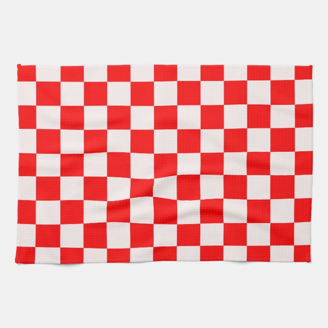 Red and White Chequered Pattern  Tea Towel (Horizontal)