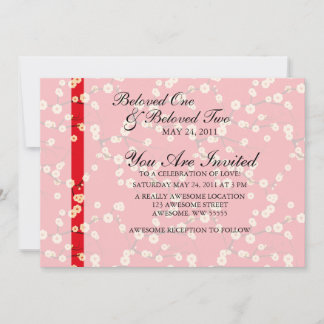 Red and White Cherry Blossoms Invitation