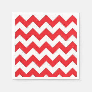 Red and White Chevron Paper Napkin