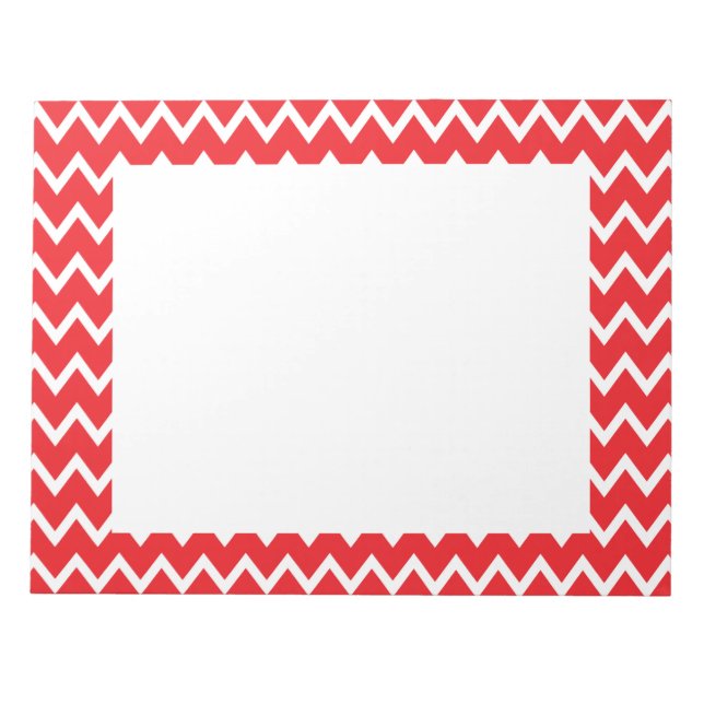 Red and White Chevron Pattern Notepad (Front)