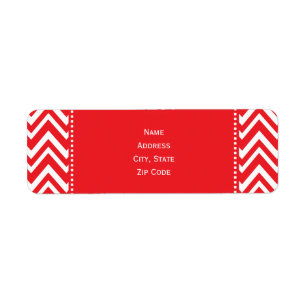 Red and White Chevron Pattern Return Address Label