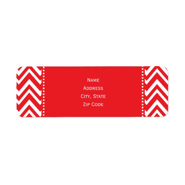 Red and White Chevron Pattern Return Address Label (Front)