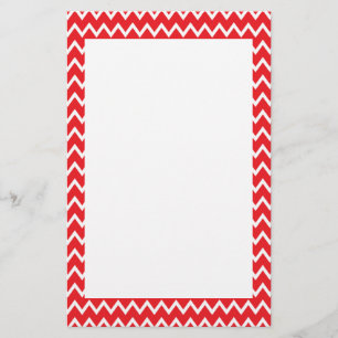 Red and White Chevron Pattern Stationery
