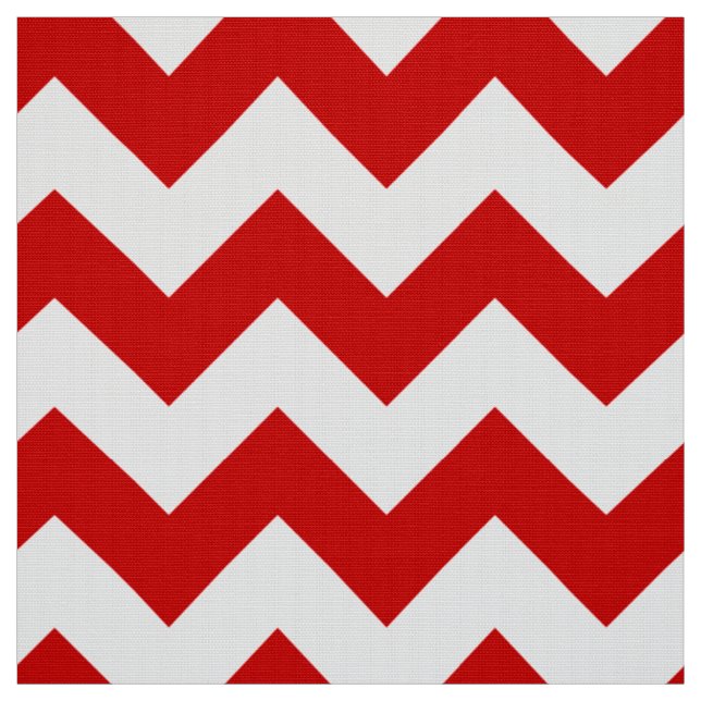 Red and White Chevron Zigzag Pattern Fabric (Swatch)