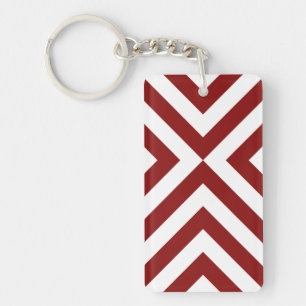 Red and White Chevrons Key Ring