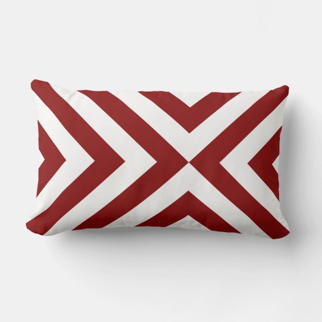 Red and White Chevrons Lumbar Cushion (Front)