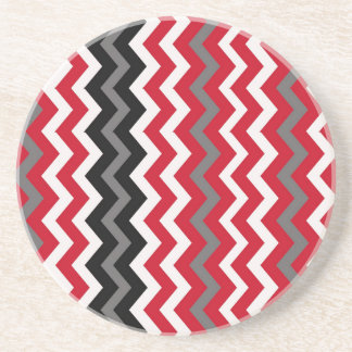 Red and White Chevrons With Grey Coaster