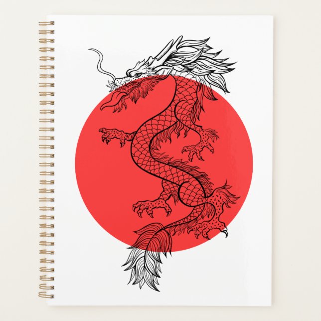 Red and white Chinese dragon Planner (Front)