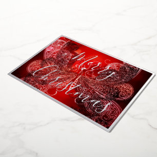 Red and white Christmas butterfly  Foil Holiday Card