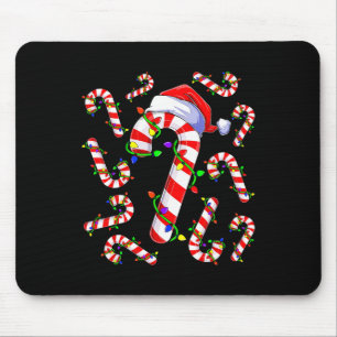 Red And White Christmas Candy Cane Santa Lights Ch Mouse Pad