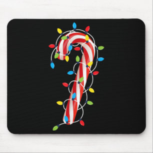 Red And White Christmas Candy Cane Santa Xmas Ligh Mouse Pad