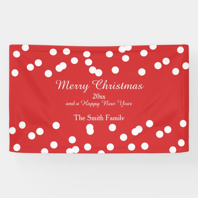 Red and White Christmas Confetti Greetings Banner (Horizontal)