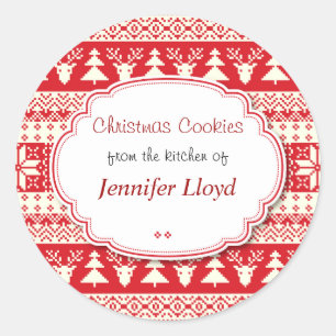 Red and White, Christmas Cookies, Treats Classic Round Sticker