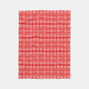 Red and White Christmas Fair Isle Pattern Fleece Blanket