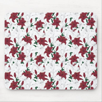 Red and White Christmas Lilies Mouse Pad
