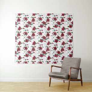 Red and White Christmas Lilies Tapestry