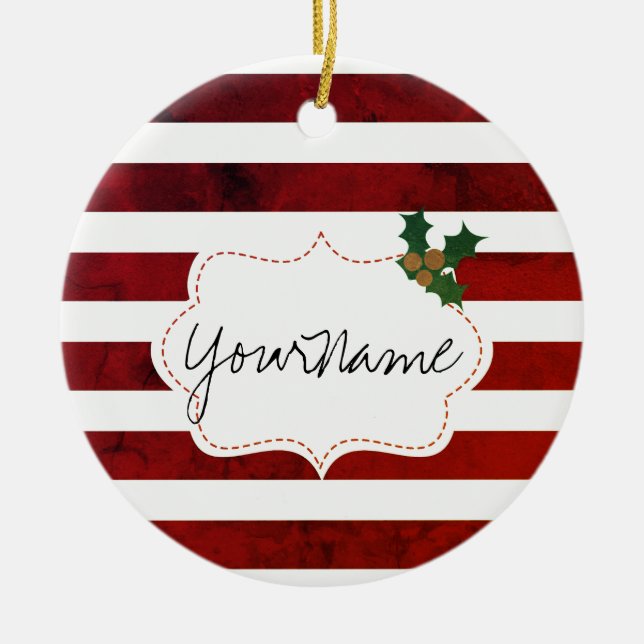 Red and White Christmas Magic Ceramic Ornament (Front)