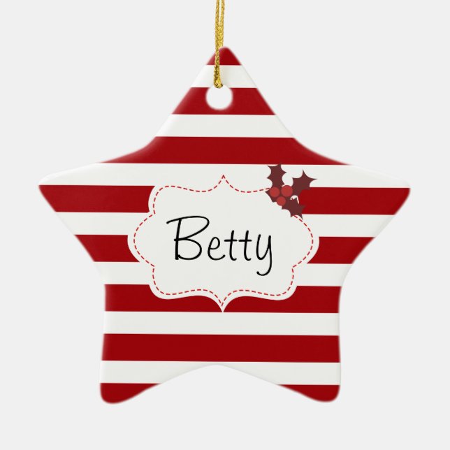 Red and White Christmas Magic Ceramic Ornament (Front)