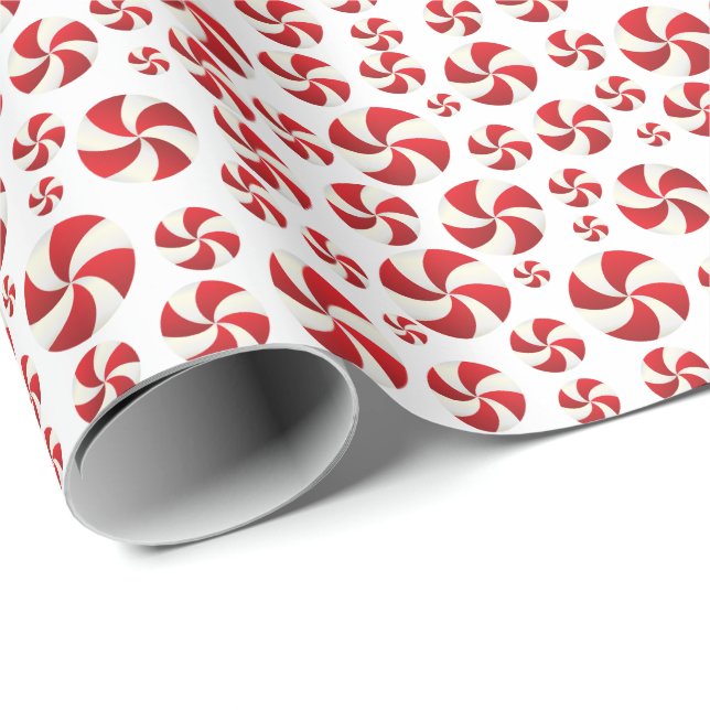 Red and White Christmas Mints Wrapping Paper (Roll Corner)
