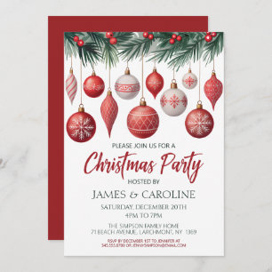 Red and White Christmas Party Invitation