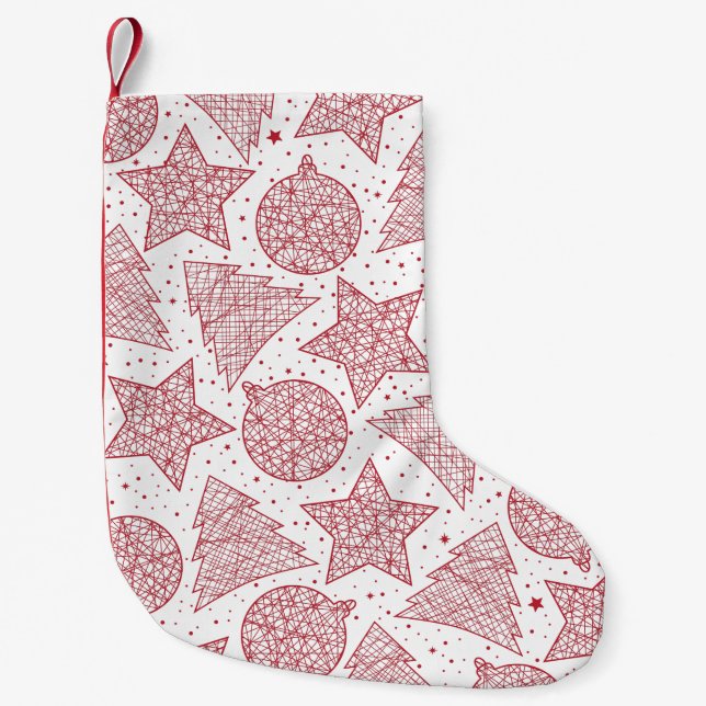 Red and White Christmas Pattern Christmas Stocking (Front)